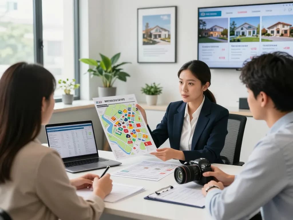 Immobilienmakler Frankfurt Eschersheim unterstützt Kunden beim Verkauf von Immobilien in einem modernen Büro.