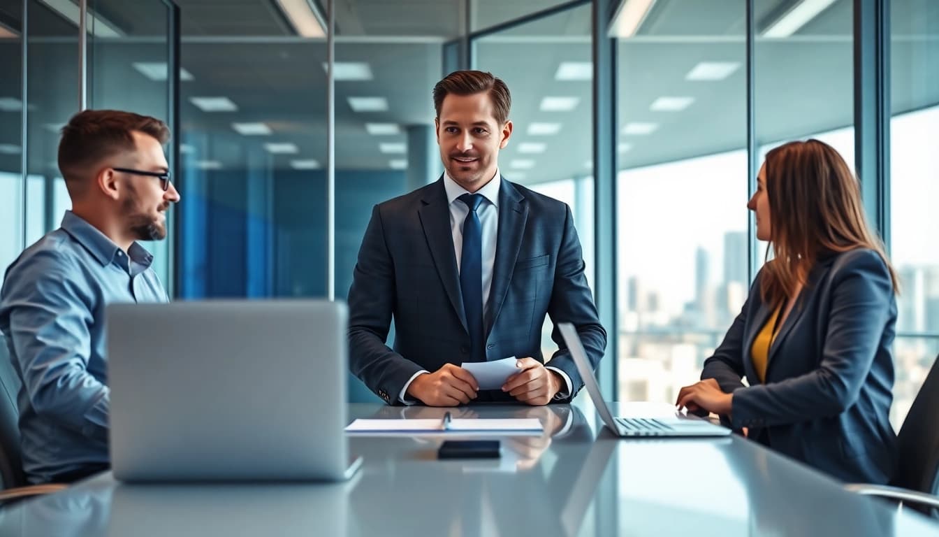 Headhunter Ingenieure in einem modernen Büro, konzentriert auf Ingenieure in einem professionellen Setting.
