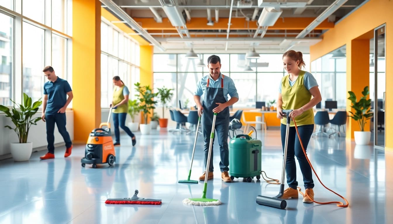 Effektive Gebäudereinigung Ulm durch professionelles Reinigungsteam in modernem Büro