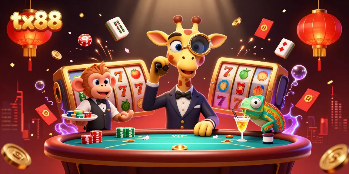 tx88 showcases high-roller casino fun with lively characters playing poker.