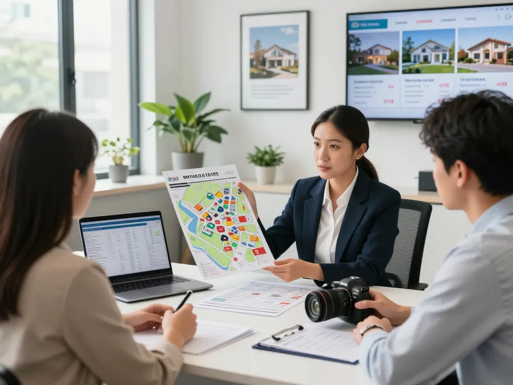 Immobilienmakler Frankfurt Eschersheim unterstützt Kunden beim Verkauf von Immobilien in einem modernen Büro.