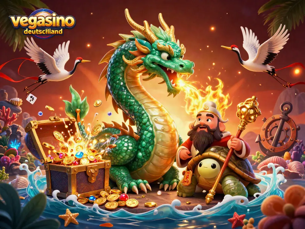 Win big with vegasino deutschland at this vibrant casino-themed illustration showcasing excitement and joy.
