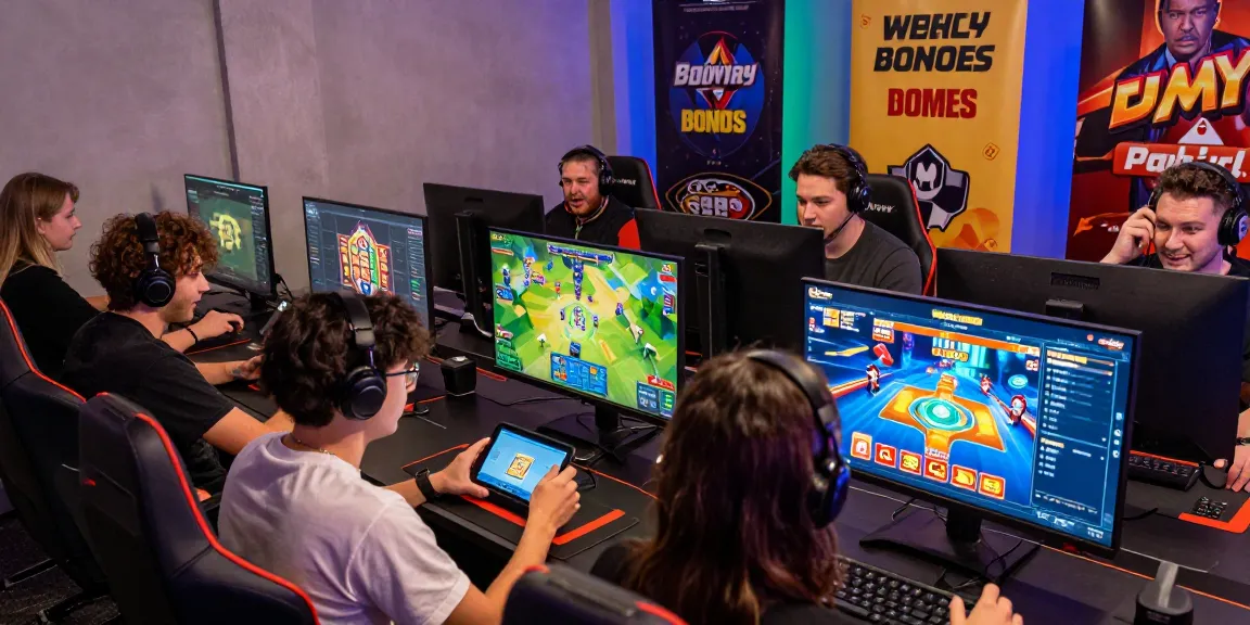 Diverse gamers immersed in play at https://gemwin.pics/, showcasing vibrant online games in a modern gaming environment.