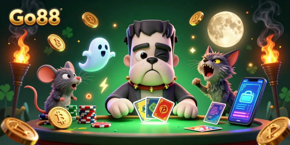 Go88 players winning at a vibrant casino table with crypto elements, showcasing thrilling bets.