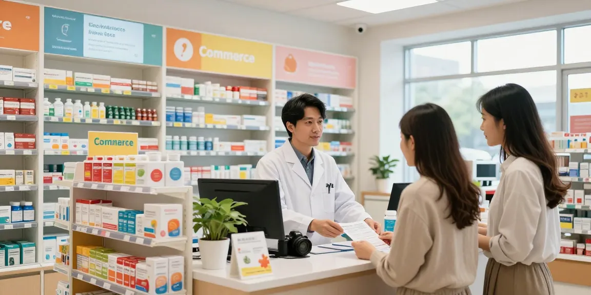 Im Selliza Pharma Shop berät ein Apotheker einen Kunden über gesundheitsfördernde Produkte und Medikamente.