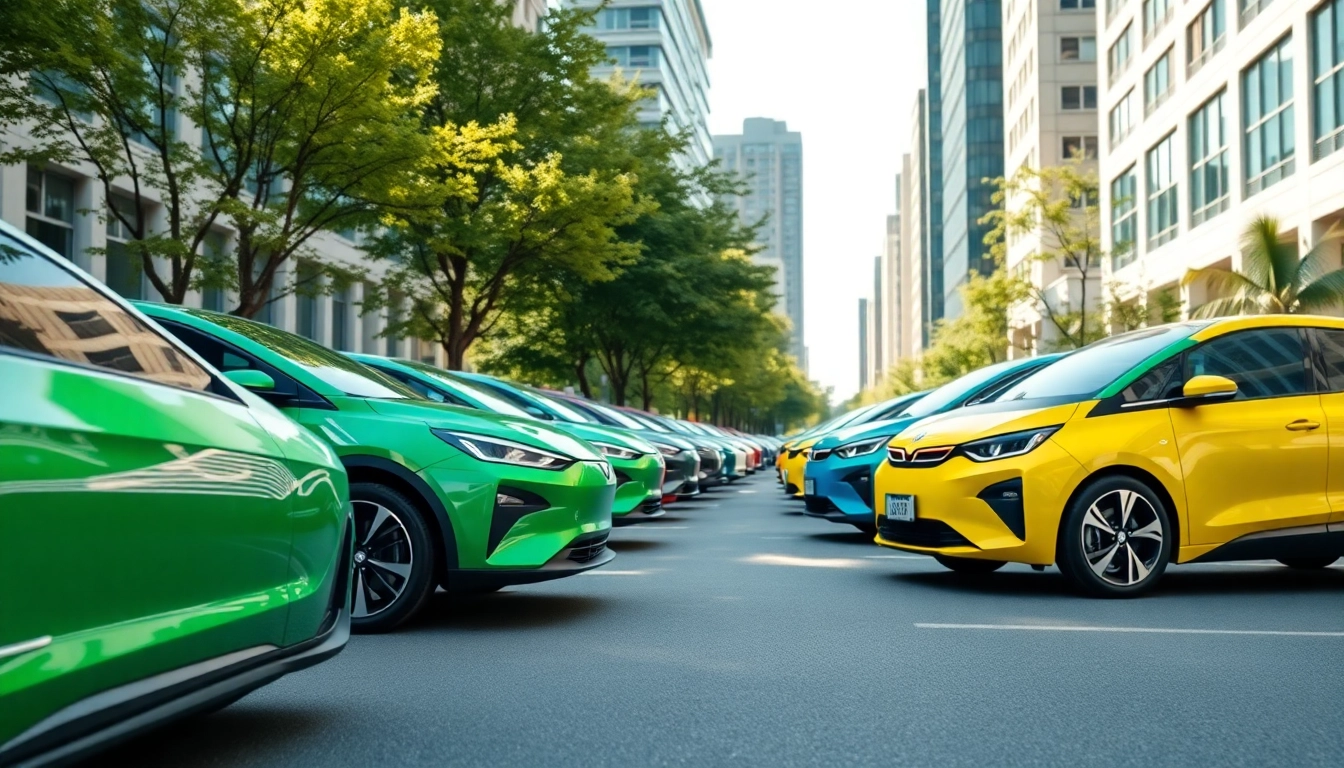 Elektroautos in a modern urban setting showcasing sustainability and advanced technology.